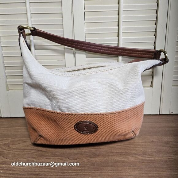 Fossil Handbags - FOSSIL Tote Small Peach/Leather Canvas Hobo,Hand Bag Purse,  Pre-loved